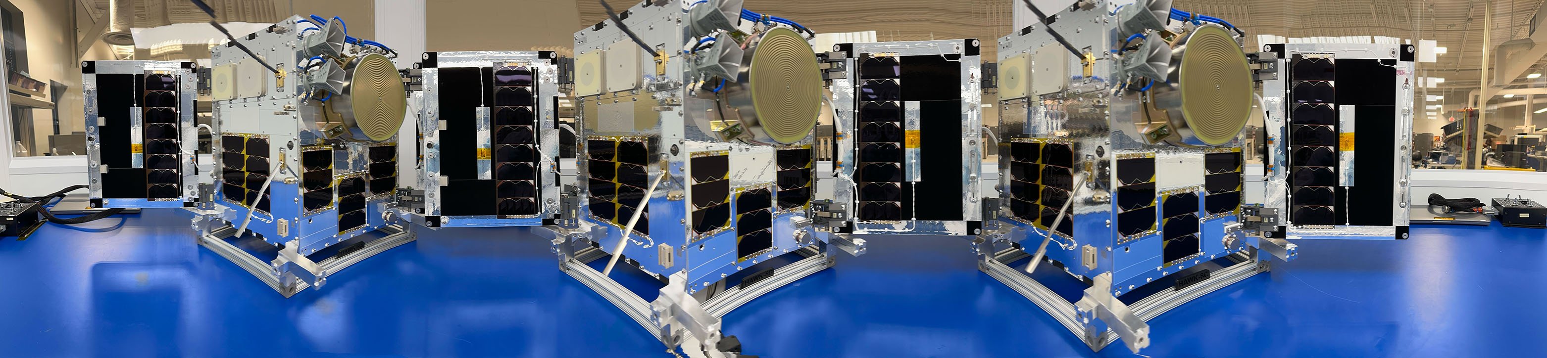 hawkeye's satellites on a table